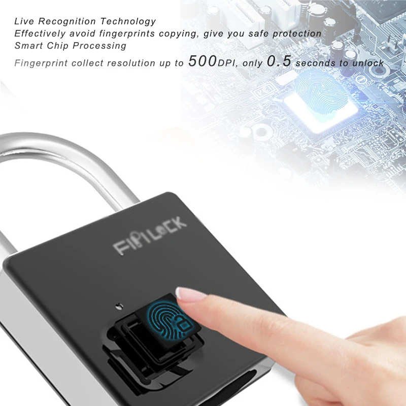 IP65 Waterproof Anti-Theft Security Padlock Smart Lock Keyless Fingerprint Lock Door Luggage Case Lock with Key & Cable IP65 Waterproof Anti-Theft Security Padlock Smart Lock Keyless Fingerprint Lock Door Luggage Case Lock with Key & Cable