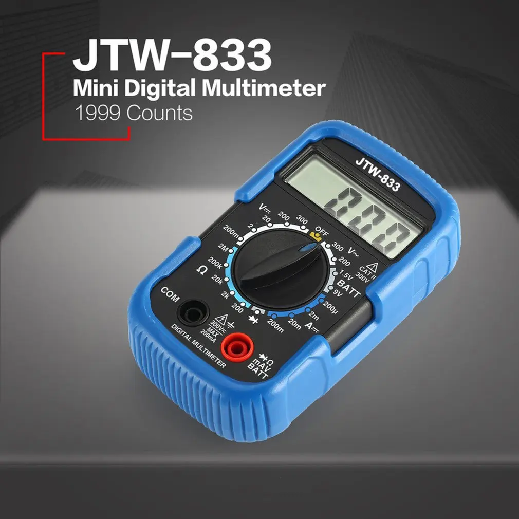 JTW-833 ручной Мини цифровой мультиметр 1999 отсчетов AC/DC Вольт-диод тестер батареи Амперметр Вольтметр многофункциональные мультиметры
