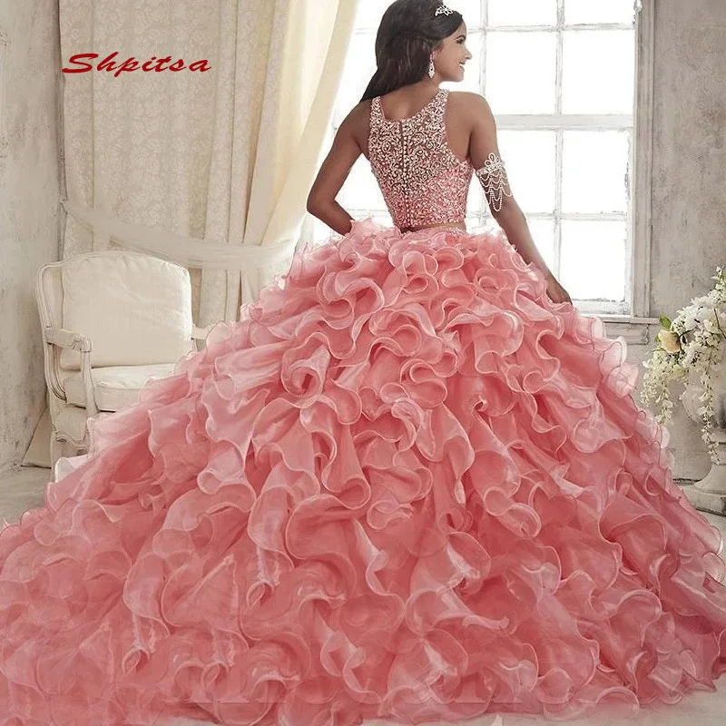 PromQueen Womens Beaded Ball Gown Sweet 16 Dresses Princess Quinceanera Dresses