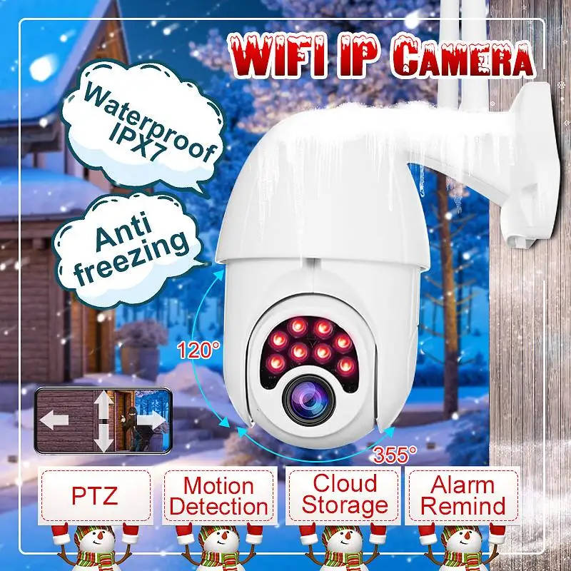 6x Zooom HD 1080P wifi IP камера 8 светодиодный наружная камера видеонаблюдения полный цвет/ночное видение/IP66 водонепроницаемый/PTZ
