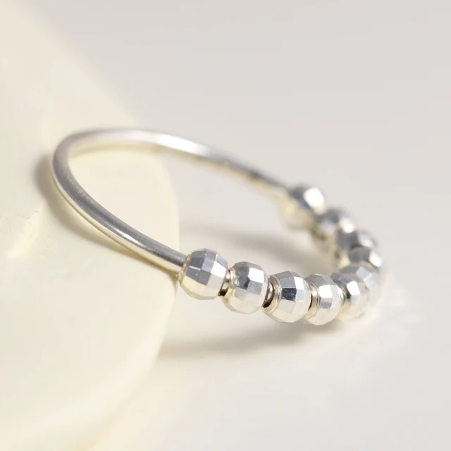 925 Sterling Silver Fidget Beads Ring For Women Men Rotate Freely Anti Stress Anxiety Ring INS Simple Style Lady Fashion Jewelry type 5