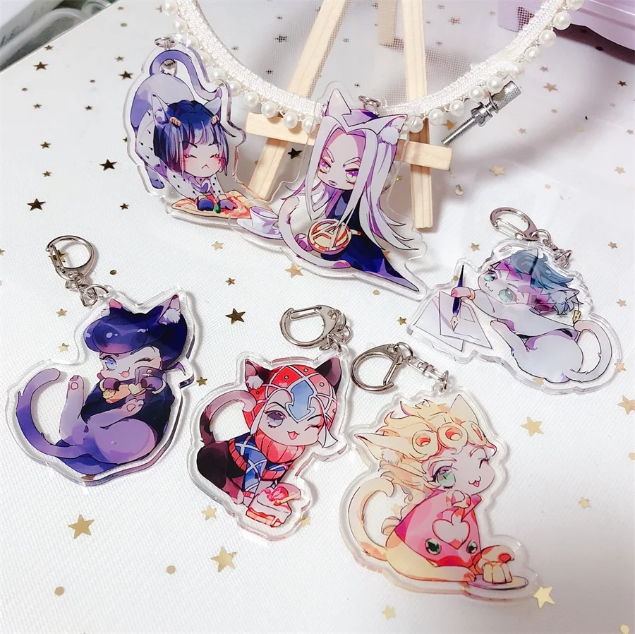 

Anime JOJO's Bizarre Adventure Golden Wind Higashikata Josuke Mista Cosplay Acrylic Keychain Bag Pendant Keyring Decor Xmas Gift