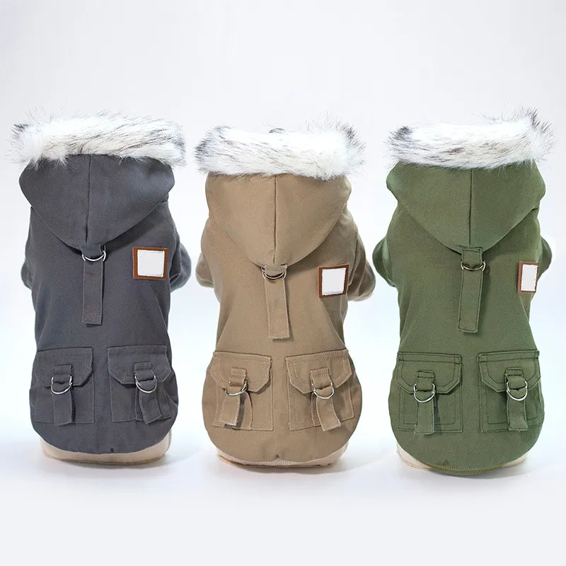 Одежда для собак, зимняя теплая одежда для собак, зеленое пальто, комбинезон, утолщенная Одежда для питомцев, для Йоркшира, плюшевые собаки костюм Одежда для щенков, куртки