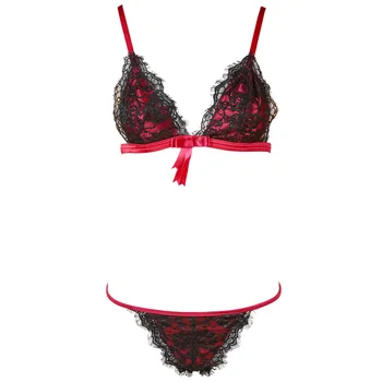 

Temperament and interest clothing Thin triangularcup without underwire bra set delicate lace soft cloth soft cup underwear set