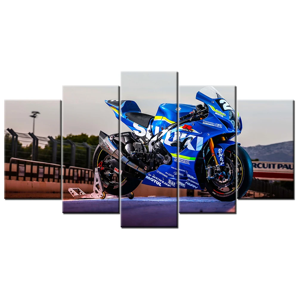 Модульные картины на стену HD печать 5 шт. Suzuki GSX R1000R мотоцикл Холст Живопись