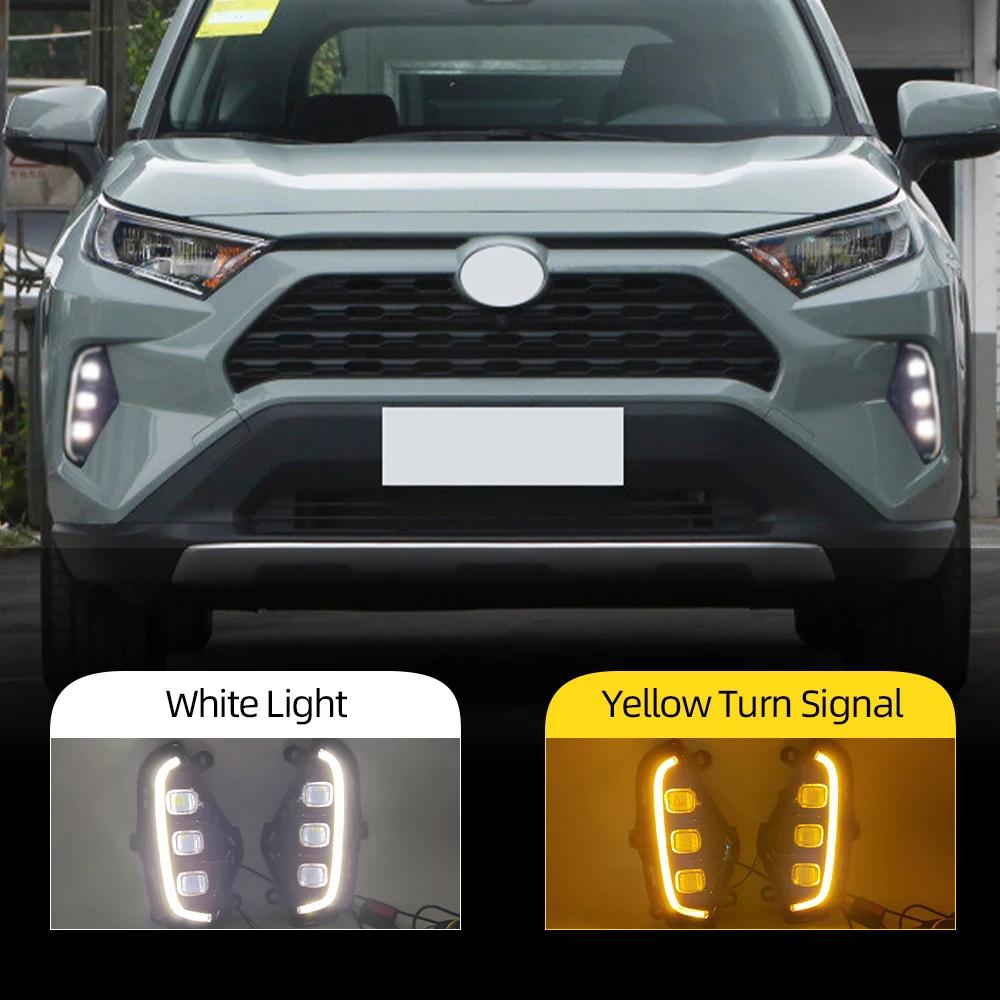 VGETTING Daytime Running Light For Toyota RAV4 2019 2020 2021 Hood Gap DRL With Amber Turn Signal Lamps RAV4 LED Daylight 