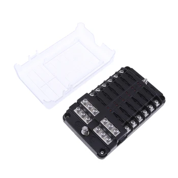 

12 Way Fuse Box Holder with Cover & LED Indicators for Car Boat Marine