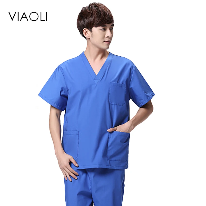 Viaoli 2019 новые летние хирургические халаты с коротким рукавом для мужчин Стоматологическая красота оральный питомец мужской раздельный