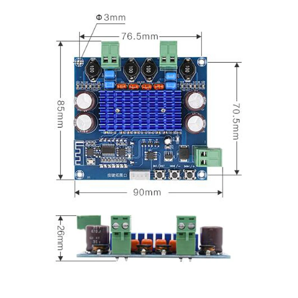 2x50 Вт Высокая мощность Bluetooth модуль Усилитель мощности доска полный канал плагин