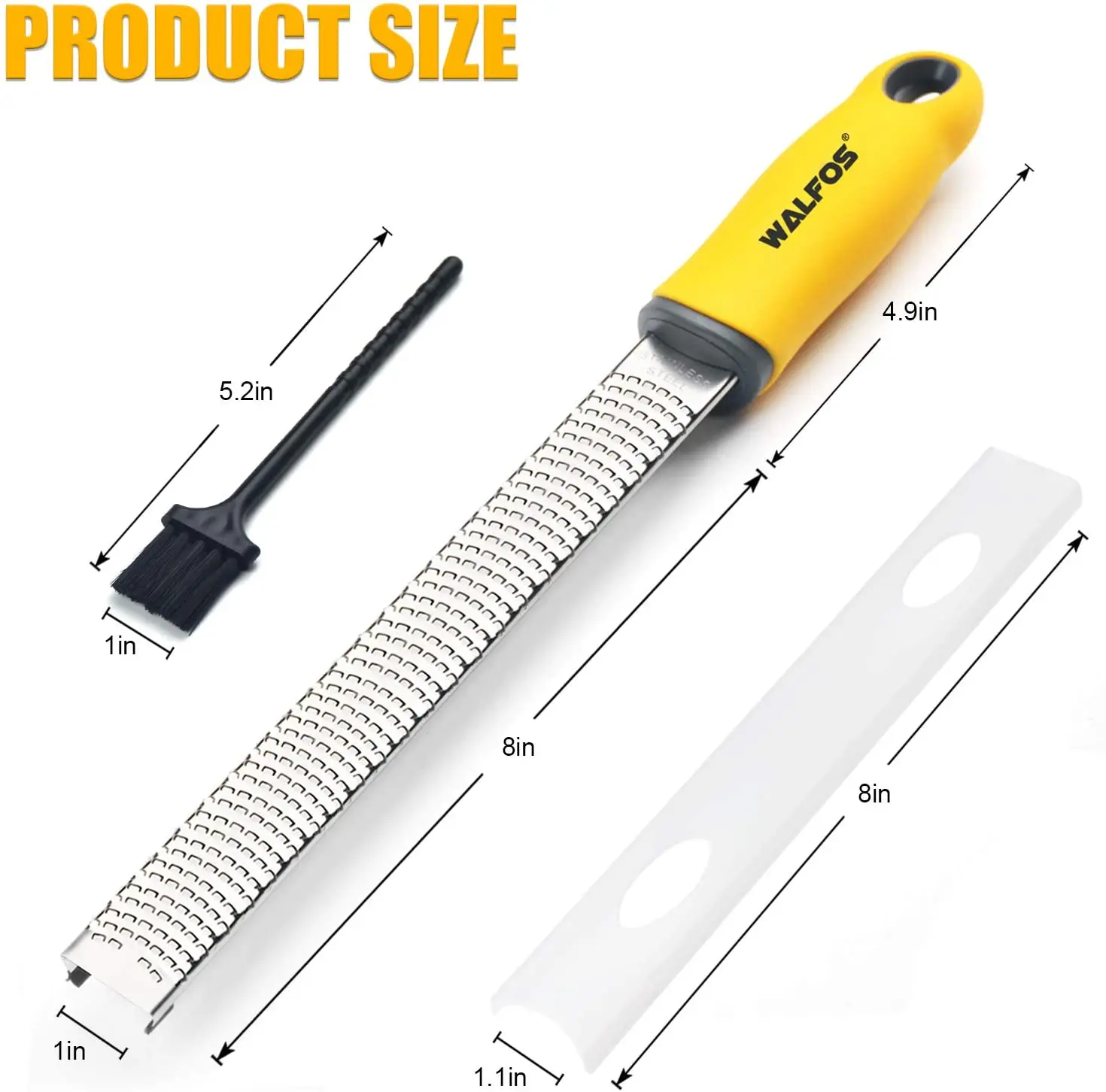 WALFOS Stainless Steel Lemon Zester Cheese and Spice Grater Bonus Brush Nutmeg Spices-Sharp with Non-Slip Handle - Image 6