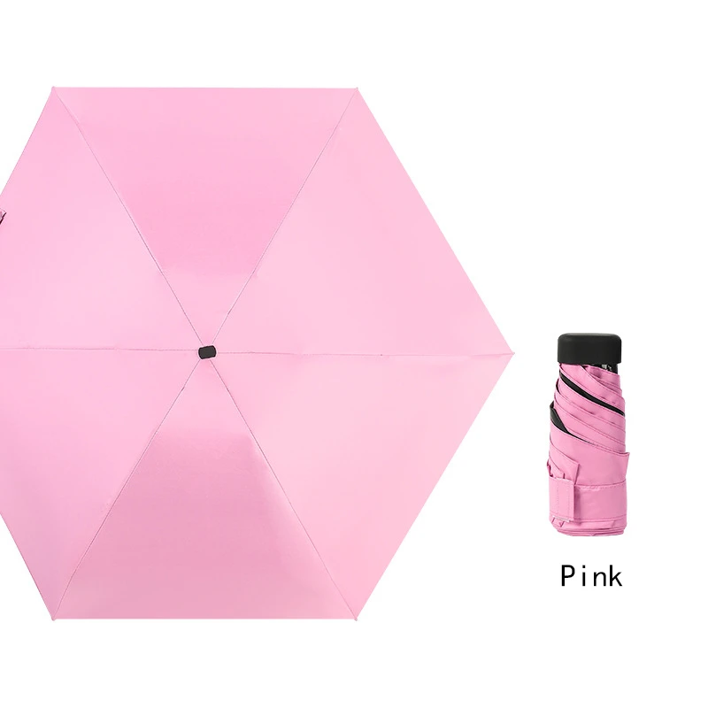 Pink Мини пять складной зонт от солнца дождливый день карманный зонтик портативные Зонты складной зонт конфеты цвет путешествия дождевик - Цвет: Pink