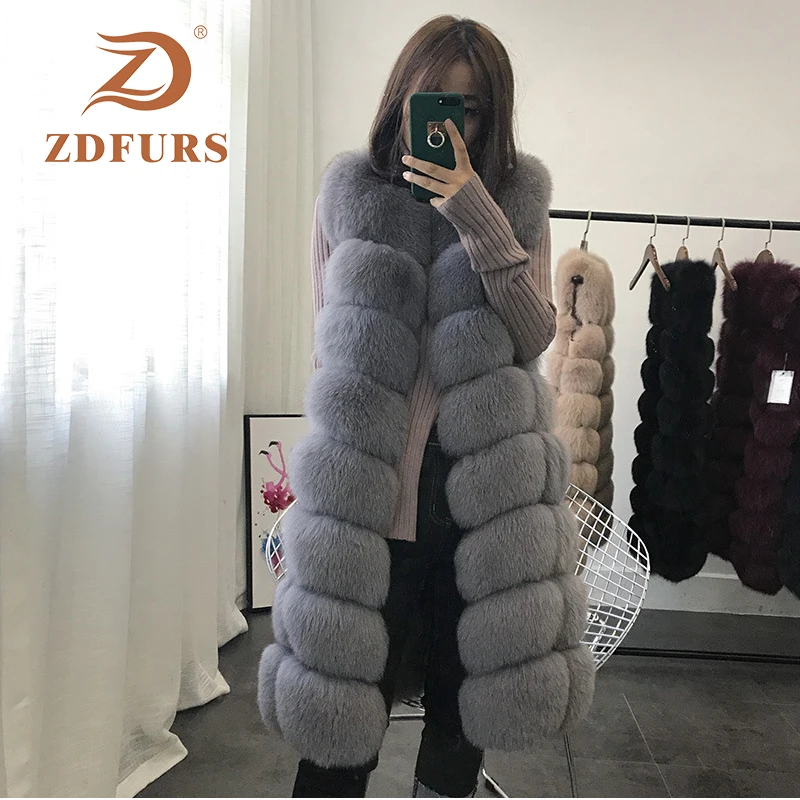 ZDFURS* пальто из натурального меха лисы натуральный мех лисы Жилет Куртка Для женщин красивое теплое пальто. Натуральное меховое пальто куртка с натуральным мехом