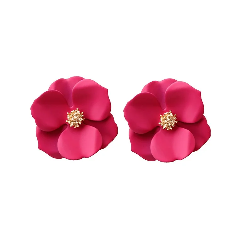 

New Fashion Flower Stud Earring For Women Hyperbole Resin Floral Stud Earrings Multi-color Jewelry Ladies Ear Accessories Mujer