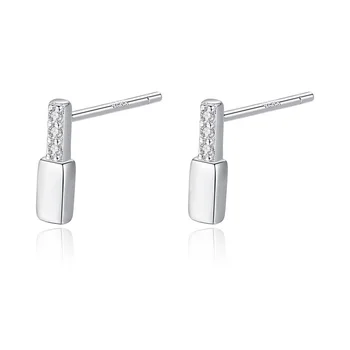 

Trendy stud earrings for women Clear zircon minilist 925 silver earring fine jewelry earlobe piercing studs party OL ear gifts