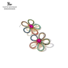 YMYW массивные серьги-гвоздики с большим цветком, модные очаровательные разноцветные стразы для женщин, вечерние ювелирные изделия Brincos