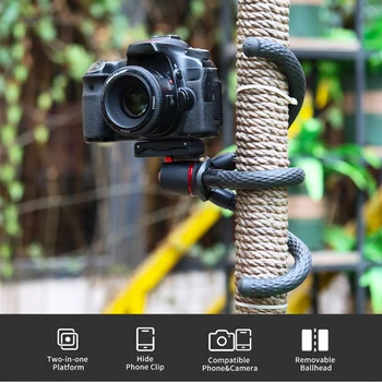 

ulanzi MT-11 Flexible Octopus Tripod Stand 1/4 Inch Screw 2-in-1 Platform Mini Tripod for Smartphone DSLR SLR Sports Camera