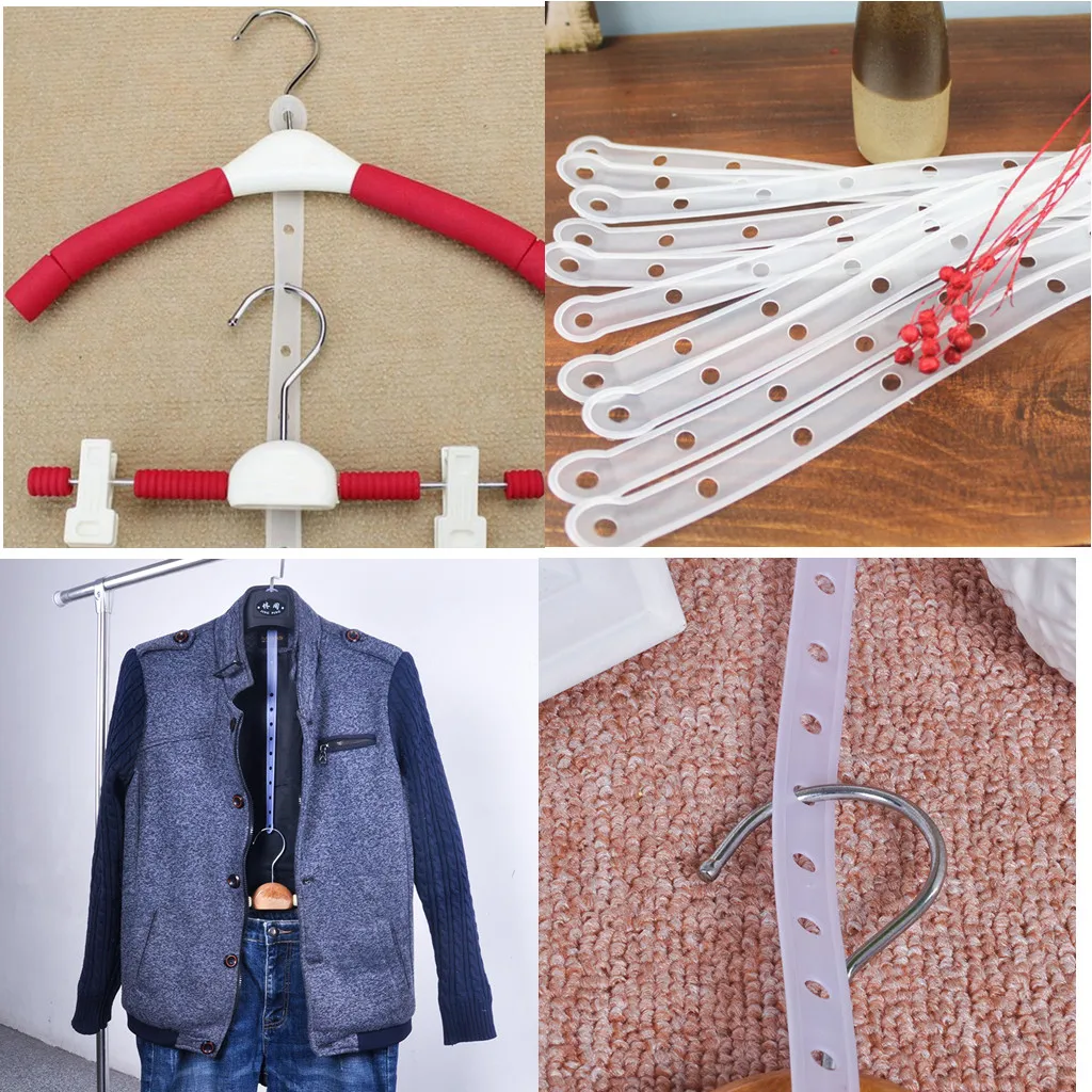 Pack of 10 Plastic Clothing Shop Displays Stable Hanger Connector Strips 14 Holes Suit Connecting Supplies 4