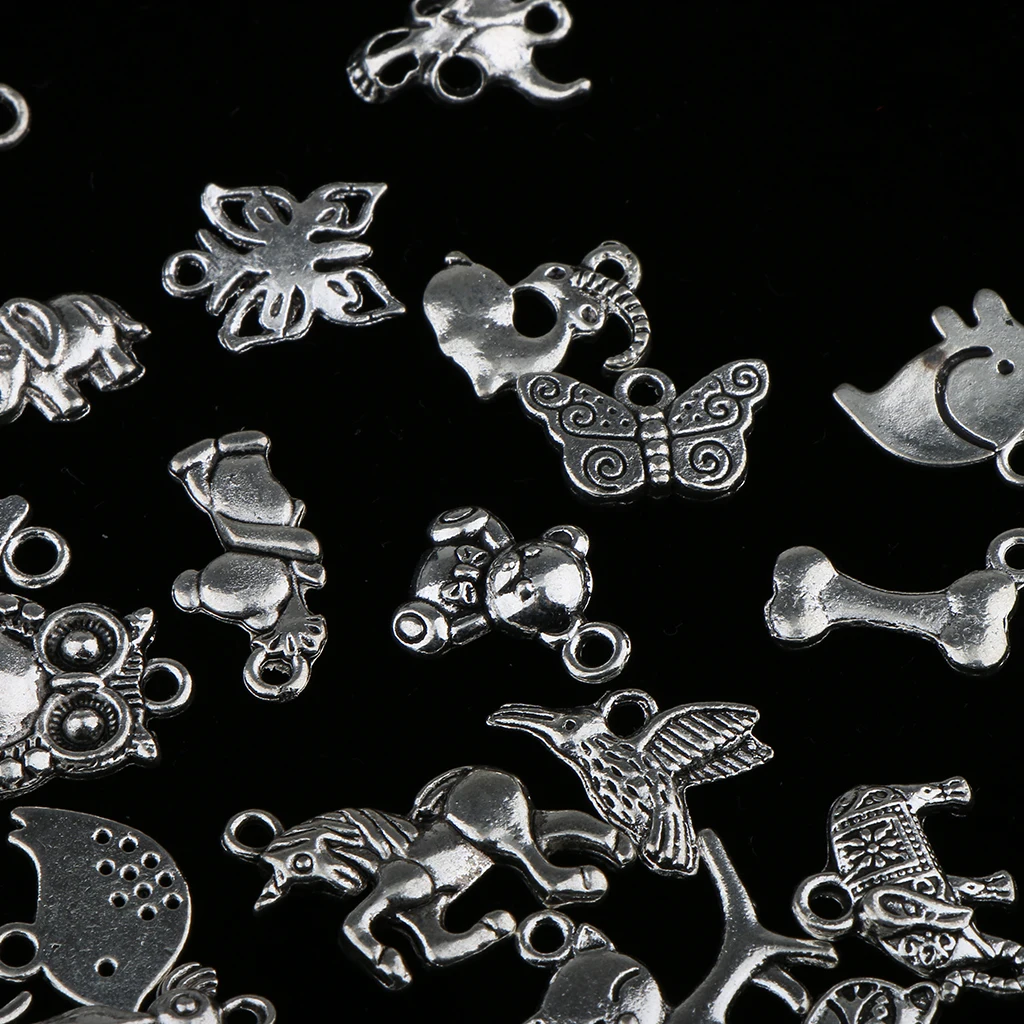 100 Piece Wholesale Bulk Antique silver color Pendant DIY Craft Making Finding Beads Assorted Shape Jewelry Pendant Craft