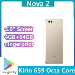 DHL Fast Delivery HuaWei Nova 2 4G LTE Cell Phone 5.0" Full Screen Kirin 659 20.0MP Fingerprint 3000mAh Google Market 4GB 64GB