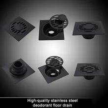 10*10CM Modern Black Floor Drain Washing Machine Floor Drain Stainless Steel Rapid Drainage Anti-clogging Bathroom facilities