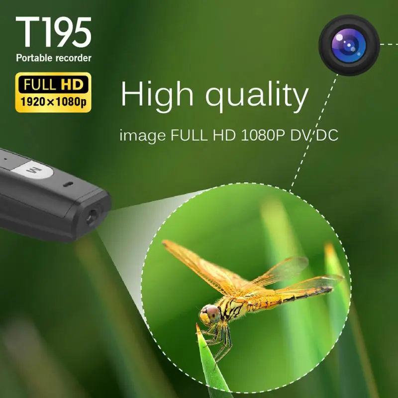 T195 Mini Camera DV 1080P Voice Recorder Pen Camcorder For Home Office Support 64GB TF Card