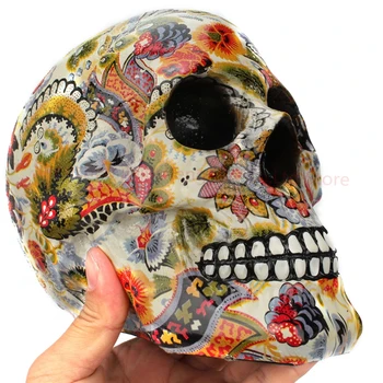 

24pcs Dropshipping New Creative Skull Resin Statues Color Flower Desk Decor Toy Birthday Gift Halloween Party Decoration