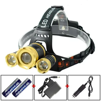 

Zoom T6 LED HeadIight 10000LM 3 Leds Head Lamp Torch Rechargeable 4 Modes Frontal Head Flashlight for Camping Fishing