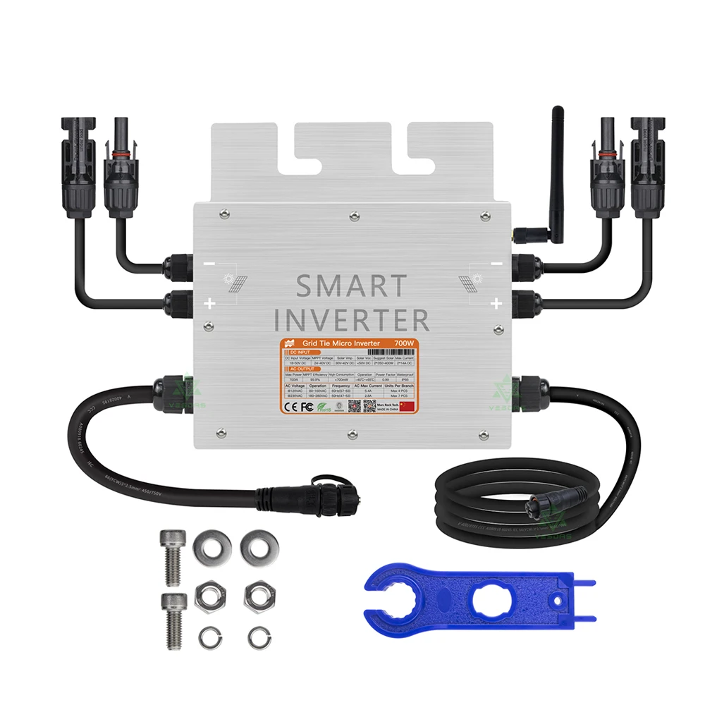 700W Micro Inversor Solar Grid Tie Microinversor IP65 WiFi Control Auto  Enfriamiento 120/230V Identificación Automática Inversores de Potencia