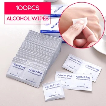 

100 pieces / box Disposable Alcohol Cotton Sheet Nail Cleaning Disinfection Bag Wipes Sterilize Disinfection Wipes 6 * 3cm