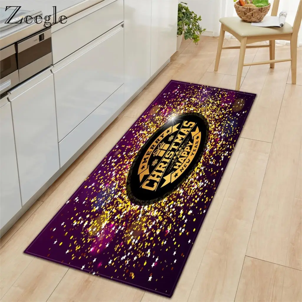 Zeegle Christmas Kitchen Floor Carpet Rectangle Home Decoration Doormat Modern Living Room Carpet Absorption Mat Kidsroom Rug