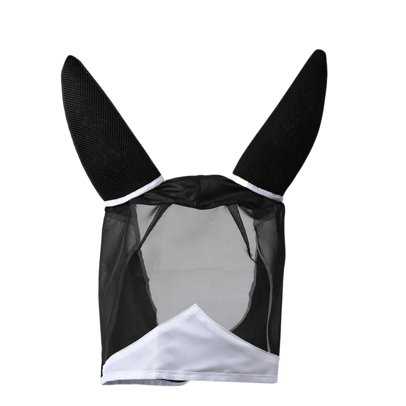 

Fine Mesh Horse Mask Uv Protection Fly Mask with Ears Equine Long Nose Breathable Black