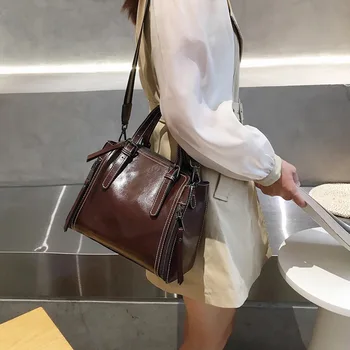

Genuine Leather Bags Fashion Cross Body Bags for Women 2020 One-shoulder Portable Large Capacity Bags Simple Shopping Handbags