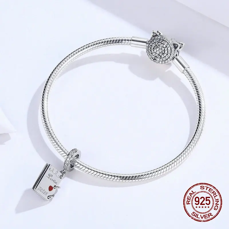 Настоящее серебро 925 пробы любовь ожерелье с надписью fit Pandora браслет Шарм для женщин Роскошные ювелирные изделия подарок