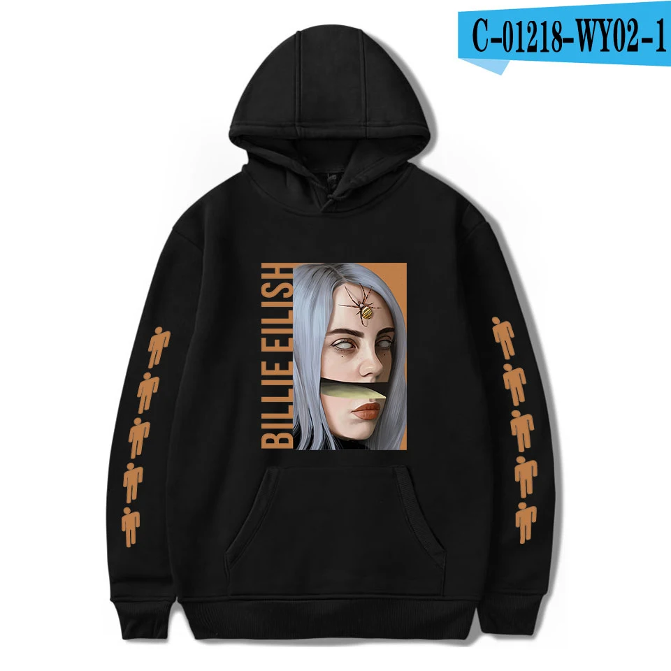 Billie Eilish, толстовки, модная толстовка, женская, Мужская Уличная толстовка, куртка, черные толстовки, плюс размер, одежда, пуловер, толстовки - Цвет: black