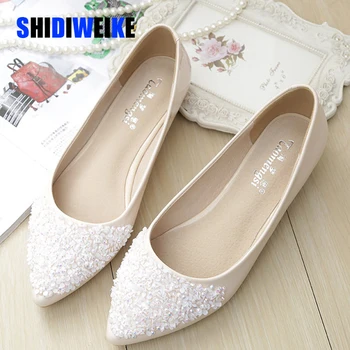 

Fashion women Ballet shoes leisure spring pointy ballerina bling Rhinestone flats shoes princess shiny Crystal wedding shoes