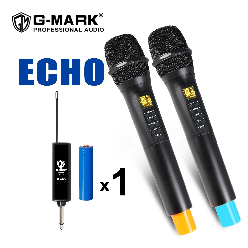 Echo-microfone Dinâmico sem Fio com Bateria de Lítio G-mark X333 Gravação Karaoke Mic Festa Igreja Show Praça Reunião