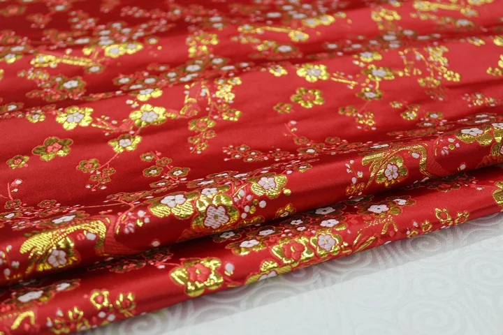 Античная жаккардовая парча металлическая шелковая ткань Cheongsam BJD платье монгольский халат материал Декоративные Diy ткань сливы