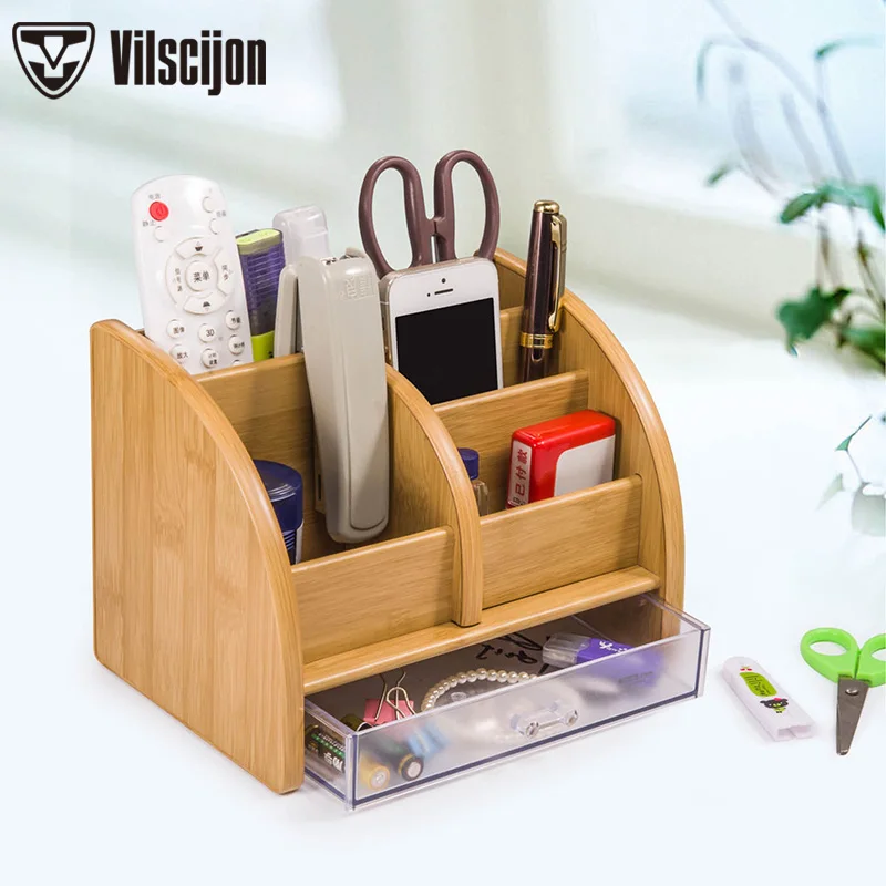 

Multi-function Pen holders Desk New Fashion Wood Made Desk Storage Box Office Supplies Stationery Pen Holder Vilscijon C2023