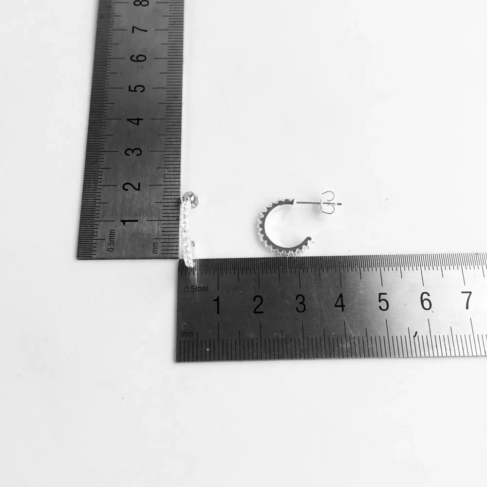 Серьги кольца женские круглые полукруглые серебряные с фианитами|Серьги-кольца|