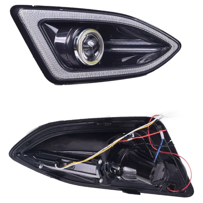 СВЕТОДИОДНЫЙ DRL Дневной ходовой светильник противотуманная фара с COB Angel Eye 12V автомобильный ходовой светильник s для Ford Edge