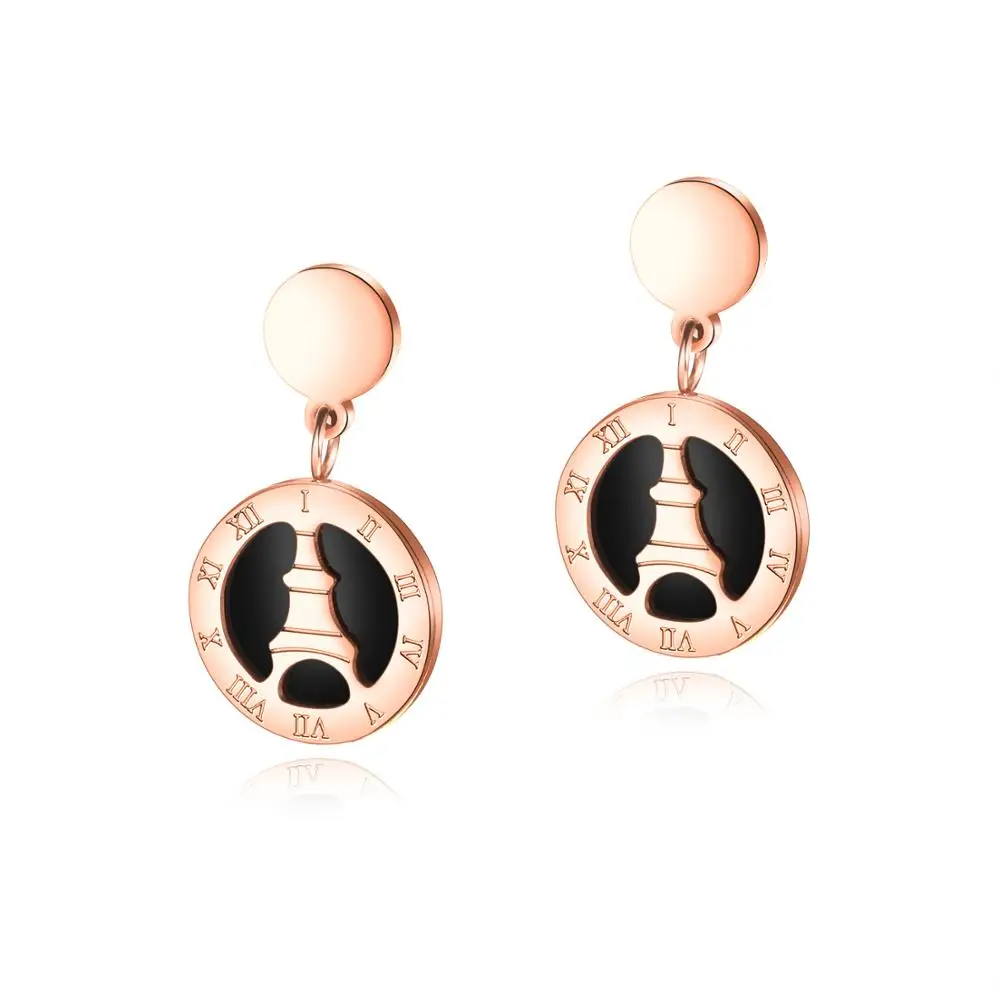 EyeYoYo 316 сталь круглые цифры серьги гвоздики для женщин розовое золото Париж мода - Окраска металла: Rose Gold