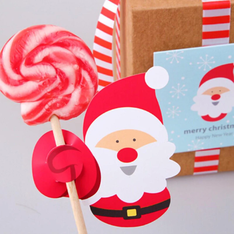 50Pcs Santa Claus Penguin Lollipop Christmas Card Lolly sugar-loaf Xmas Party Decorations Gift For Home 2018 Decorated