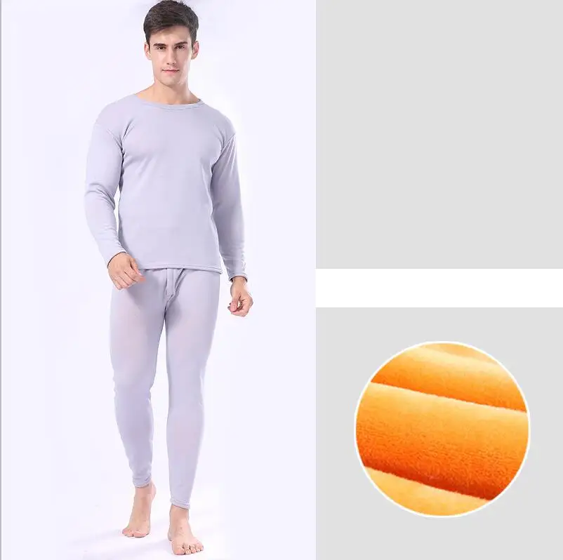 Light Gray Зимнее бархатное плотное термобелье для мужчин, женская зимняя теплая многослойная одежда, пижамный комплект, термокомплект, мужские кальсоны, горячая сушка - Цвет: Light Gray
