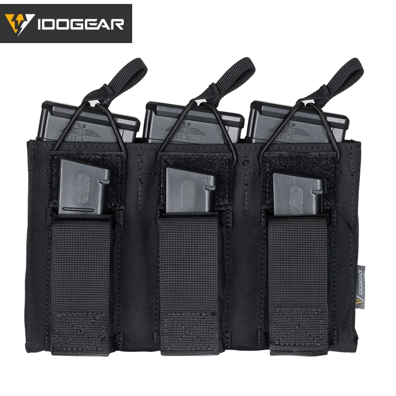 IDOGEAR Тактический Подсумок маг Перевозчик тройной Открытый Топ 5,56 Пистолет Молл подсумок 3545