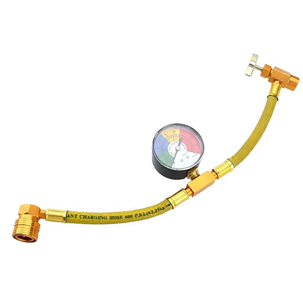 R134a хладагента заправочный шланг с Mete желтого металла Пластик 1/2ACME автомобиль заправка хладагента шланг автомобильные аксессуары