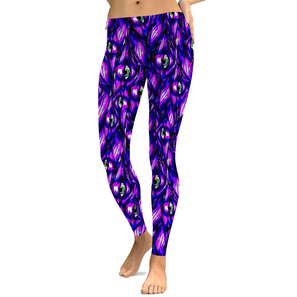 LEIMOLIS sexy Gothic Magic eye green print push up leggings plus size women fitness workout punk high waist spandex leggins