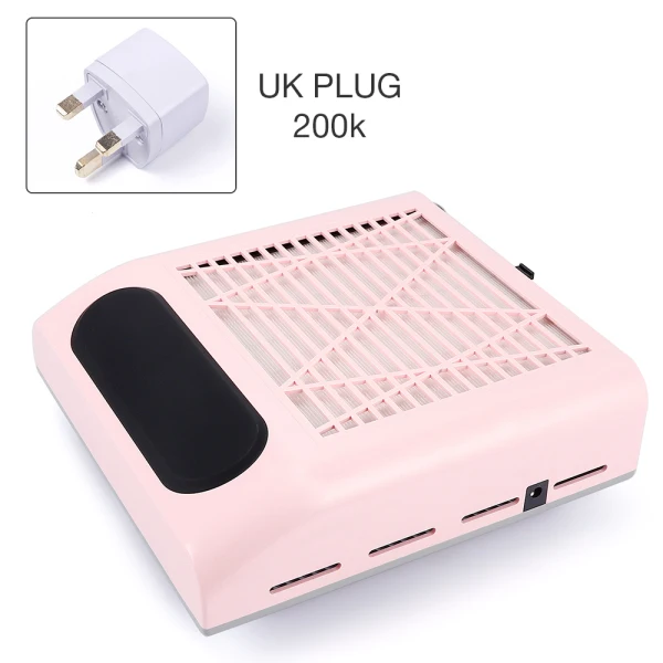 Pink UK Plug 80 Вт всасывающий пылесборник для ногтей Вентилятор пылесос маникюрный аппарат инструменты для сбора пыли дизайн ногтей маникюрный салон Инструменты - Цвет: Pink UK Plug
