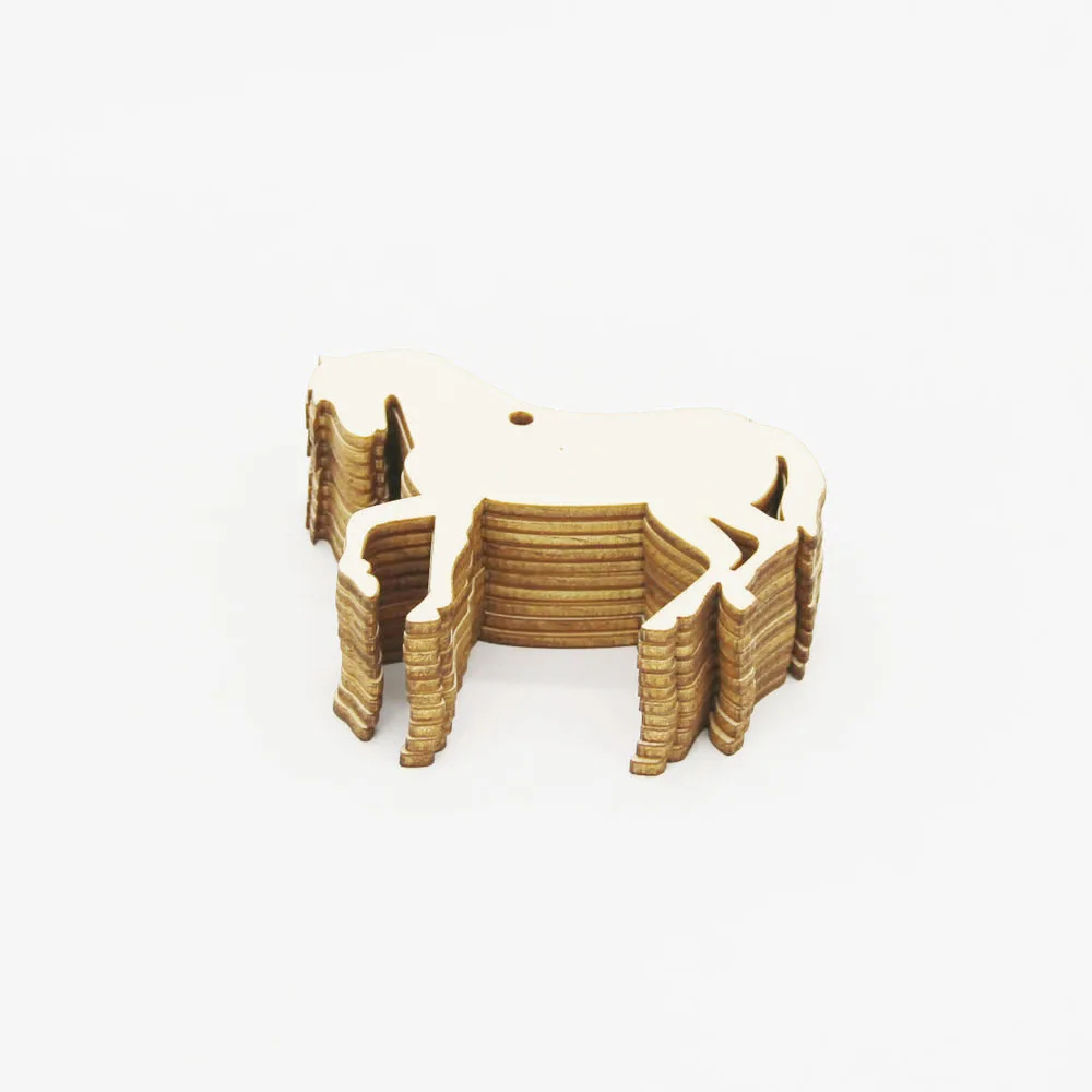 10Pieces Blank Wooden MDF Tags Horse Craft Hanger Embellishment