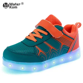 

Size 25-37 Children Non-slip Glowing Casual Shoes Luminous Sneakers for Boys&girls Backlight Hook Loop Led Light Up Shoes