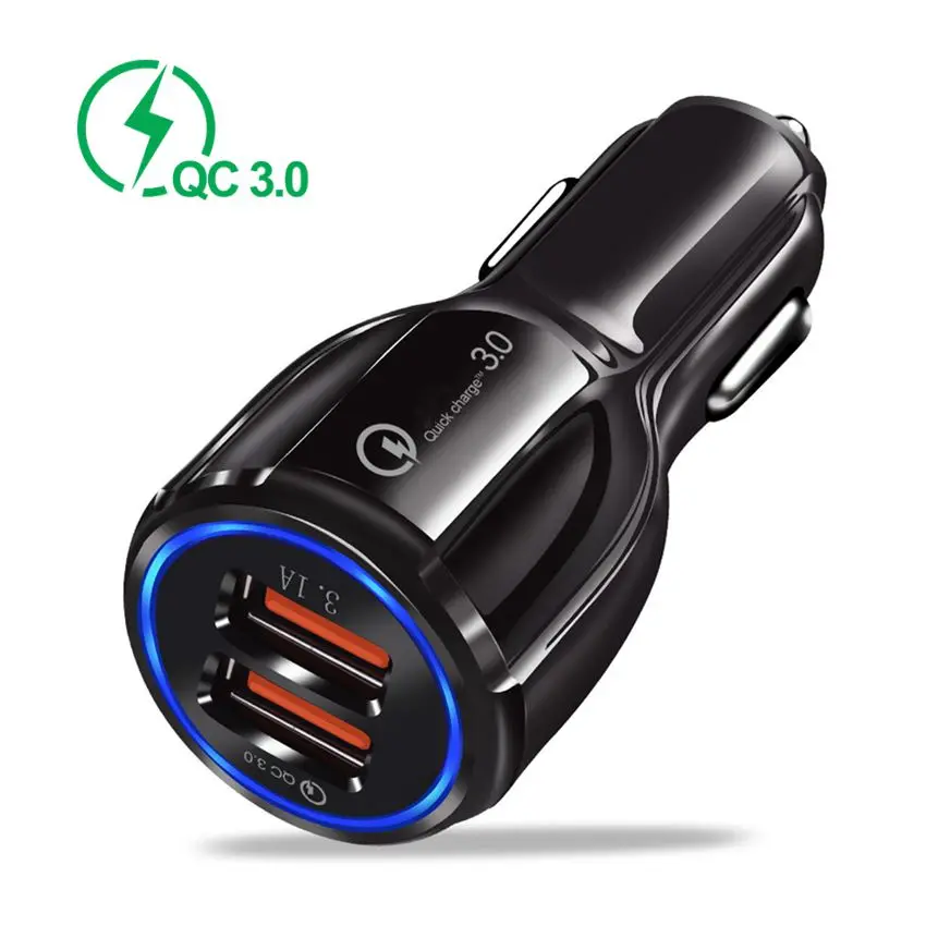 

USB Car Mobile Phone Charger QC 3.0 Car Charger For iPhone 11 X XS USB Fast Charging Car-Charger Motorcycle USB Phone Adapter